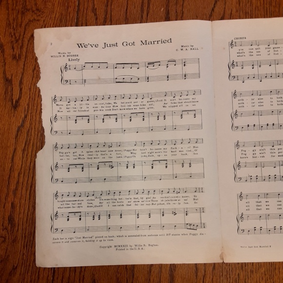 We've Just Got Married Vintage Sheet Music - Picture 2 of 5
